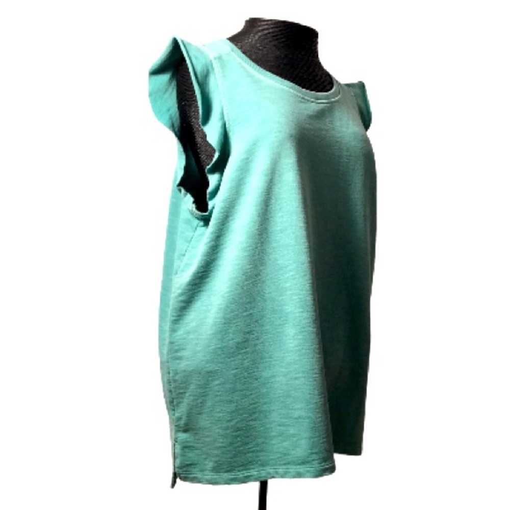 NWT Mineral Wash Sweatshirt Ruffle Sleeveless Top